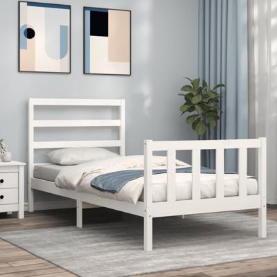 Bedframe zonder matras massief grenenhout wit 90x200 cm
