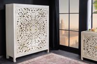 Massief dressoir MARRAKECH 140cm wit mangohout met decoratie handgemaakt - 43866