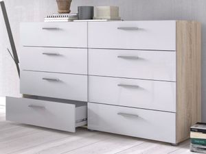 Commode POPEI 8 lades wit/eik