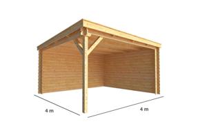 Overkapping Els 400 cm bij 400 cm diep Lessenaarsdak - Warentuin collection