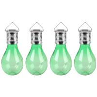 Sunnydays Solar sfeer hanglamp - 4x - tuin - lampenbol - groen - kunststof - 15 cm