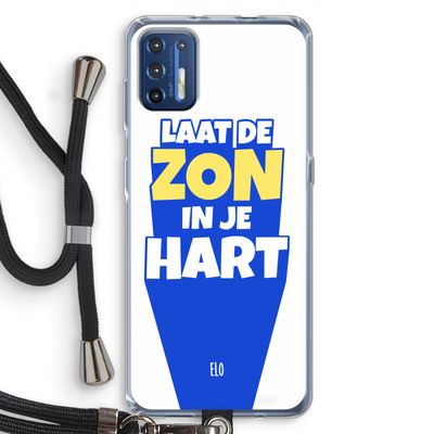 Laat de zon in je hart: Motorola Moto G9 Plus Transparant Hoesje met koord