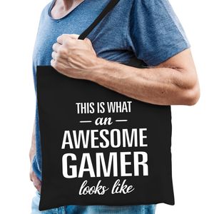 Awesome / geweldige gamer cadeau tas zwart voor heren