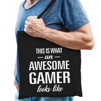 Awesome / geweldige gamer cadeau tas zwart voor heren - thumbnail