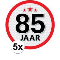 5x 85 Jaar leeftijd stickers rond verjaardag versiering   - - thumbnail