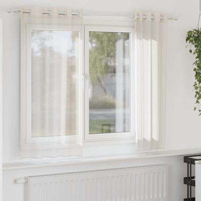 Gordijnen voile met doorvoertules 2 st 140x175 cm crmekleurig