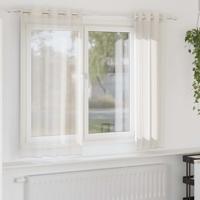 Gordijnen voile met doorvoertules 2 st 140x175 cm crmekleurig