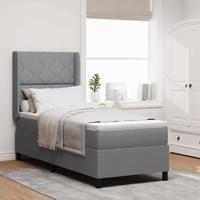Boxspringbed met matras stof lichtgrijs 90x190 cm