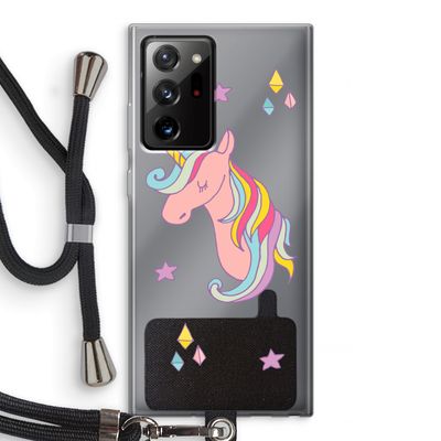 Roze eenhoorn: Samsung Galaxy Note 20 Ultra / Note 20 Ultra 5G Transparant Hoesje met koord