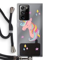 Roze eenhoorn: Samsung Galaxy Note 20 Ultra / Note 20 Ultra 5G Transparant Hoesje met koord