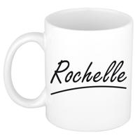 Rochelle Naam koffiemok - beker - met sierlijke letters - wit - 300 ml - Cadeau - Dames