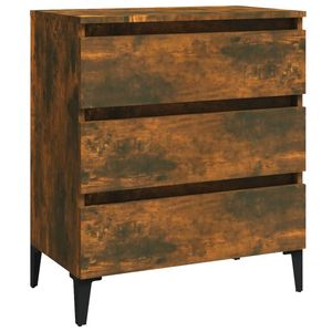 The Living Store Dressoir - Bijzetkast - 60x35x69 cm - Gerookt Eiken - 3 lades