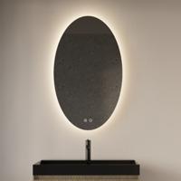 Badkamerspiegel Gliss Oval VERTICAAL LED Verlichting Met Spiegelverwarming 100x60 cm - thumbnail