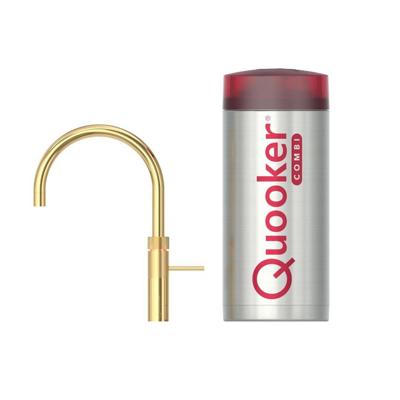 Quooker Fusion Round kokendwaterkraan - draaibare uitloop - Combi reservoir - Warm / kokend water - Verguld Glans (Goud) 22FRGLD