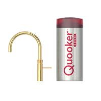 Quooker Fusion Round kokendwaterkraan - draaibare uitloop - Combi reservoir - Warm / kokend water - Verguld Glans (Goud) 22FRGLD