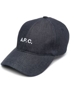 A.P.C. casquette à logo imprimé - Bleu