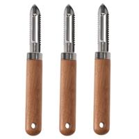 Excellent Houseware Keukengerei fruit aardappel schilmes - 3x - RVS - houten handvat - 18 cm Excellent Houseware Keukengerei fruit aardappel schilmes - 3x - RVS - houten handvat - 18 cm
