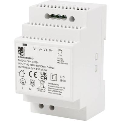 TRU COMPONENTS TC-10580816 DIN-rail netvoeding 12 V/DC 4.5 A 54 W Aantal uitgangen:1 x Inhoud 1 stuk(s)