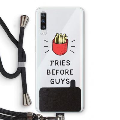 Fries before guys: Samsung Galaxy A70 Transparant Hoesje met koord