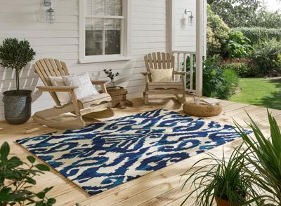 Sanderson - Kasuri Indigo outdoor 446208 - 140x200 cm Vloerkleed