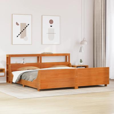 Bedframe zonder matras massief grenenhout wasbruin 200x200 cm