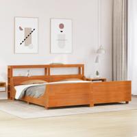 Bedframe zonder matras massief grenenhout wasbruin 200x200 cm