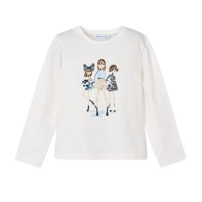 Mayoral creme T-shirtje met meisjes
