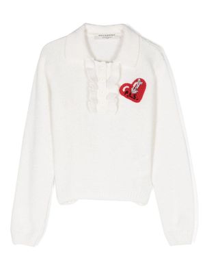 Philosophy Di Lorenzo Serafini Kids pull en coton à motif cœur - Tons neutres