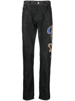 Roberto Cavalli jean droit à logo imprimé - Noir