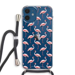 Flamingoprint groen: iPhone 12 Transparant Hoesje met koord