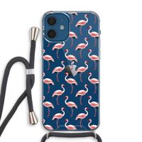 Flamingoprint groen: iPhone 12 Transparant Hoesje met koord