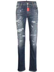 Philipp Plein jean skinny à effet usé - Bleu