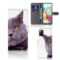 Samsung Galaxy A71 | Telefoonhoesje | Met pasjeshouder | Kat