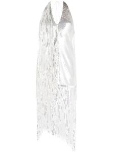 ROTATE BIRGER CHRISTENSEN robe à franges ornées de sequins - Blanc