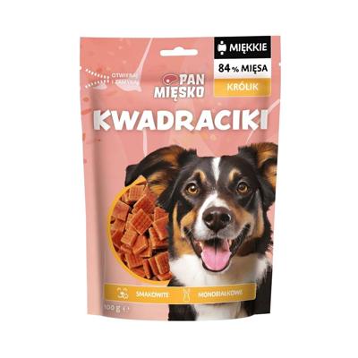 PAN MIĘSKO Squares Rabbit - traktatie voor hond - 100g