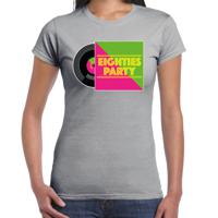 Disco verkleed T-shirt voor dames - 80s party - grijs - jaren 80 feest - carnaval