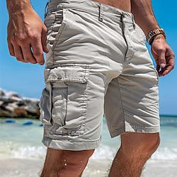 Voor heren Cargoshorts Korte broek korte broek Meerdere zakken Recht been Effen Comfort Zacht Knielengte Casual Feestdagen Strand Modieus Streetwear Zwart Groen Micro-elastisch Lightinthebox