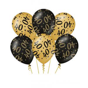 40 jaar verjaardag feest ballonnen - 6x stuks - zwart/goud - leeftijd - 30 cm - versiering