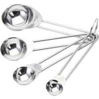 Maatschepjes - 4x stuks - zilver - RVS - maatlepels - keuken/koken