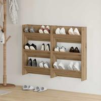 Wand Schoenenkasten 2 pcs artisanaal eikenkleurig Bewerkt hout