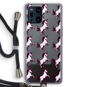 Musketon Unicorn: Oppo Find X3 Transparant Hoesje met koord