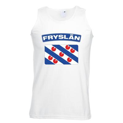 Vlag van Friesland mouwloos shirt - tanktop - wit - voor heren - Fryslan thema kleding