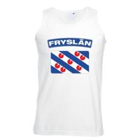 Vlag van Friesland mouwloos shirt - tanktop - wit - voor heren - Fryslan thema kleding