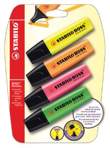 Markeerstift STABILO Boss Original 70/4 blister ÃƒÆ' 4 kleuren