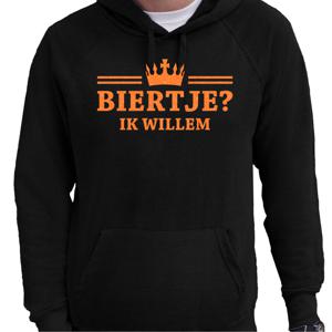 Koningsdag hoodie voor heren - biertje - zwart - met glitters - feestkleding