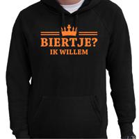 Koningsdag hoodie voor heren - biertje - zwart - met glitters - feestkleding - thumbnail