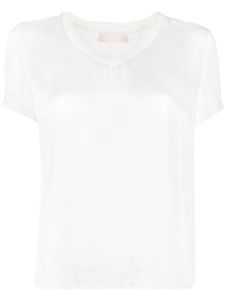 LIU JO t-shirt satiné à col v - Blanc