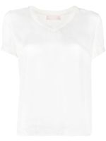 LIU JO t-shirt satiné à col v - Blanc