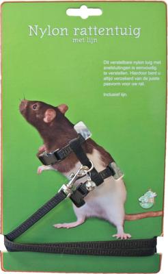 Rattentuig met lijn en bel zwart - Gebr de boon