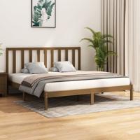 Bedframe massief grenenhout honingbruin 200x200 cm